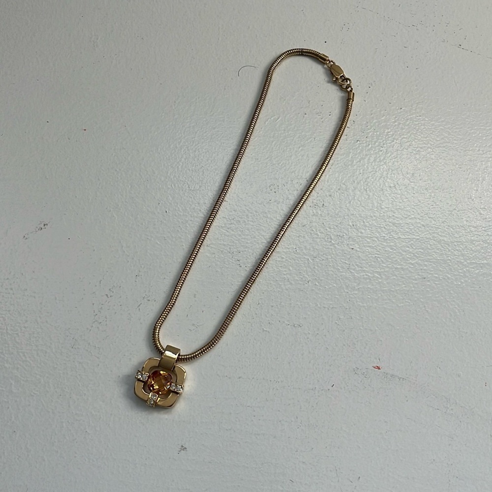 VTG St. John topaz charm gold necklace